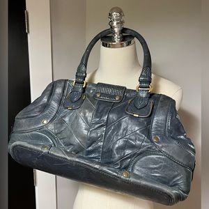 Juicy Couture vintage blue leather lock crush doctor bag